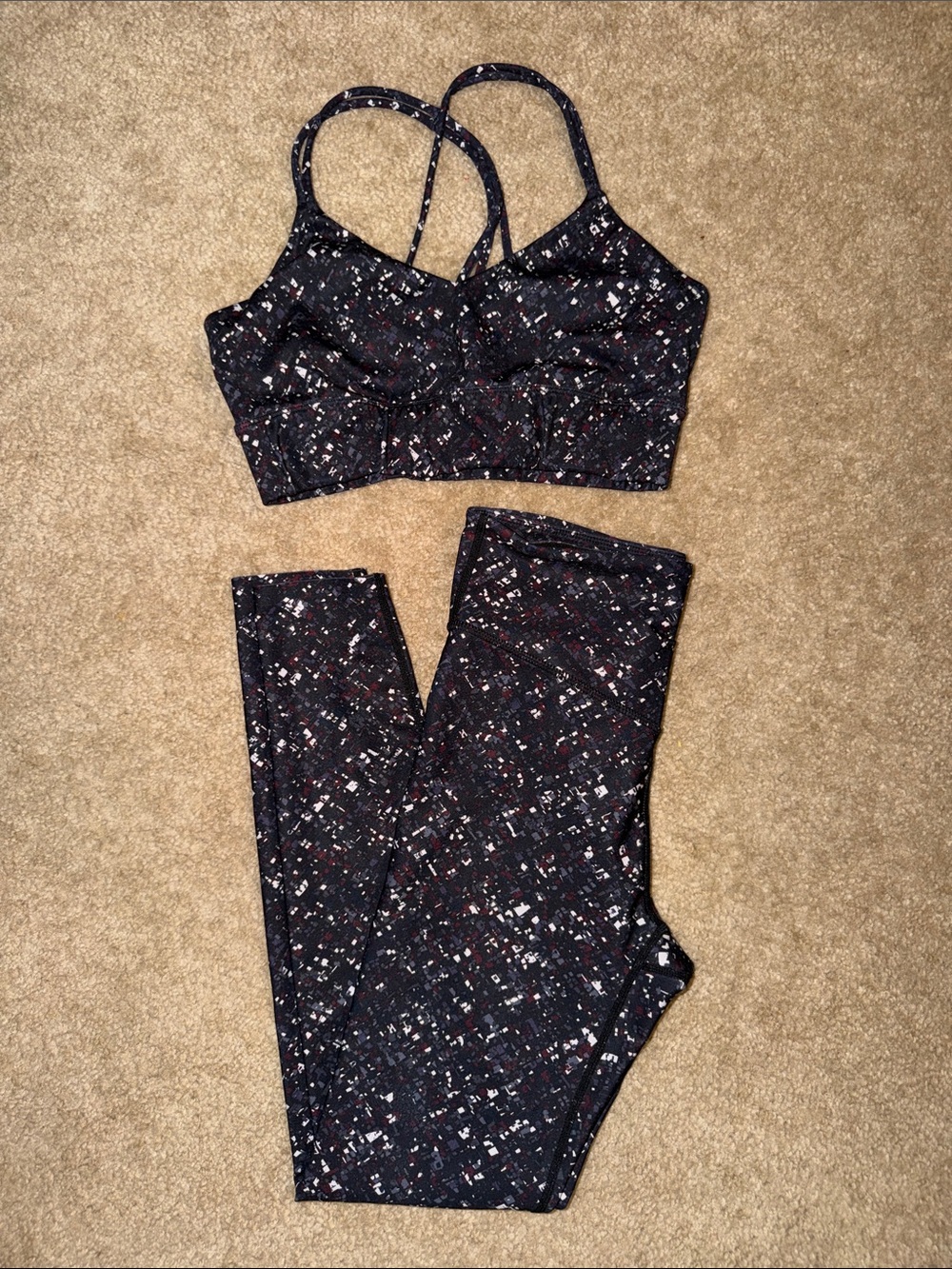 JoyLab Black Speckled Strappy Sports Bra & Leggings Set